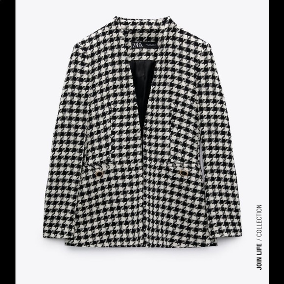 BNWT Zara Textured Houndstooth Blazer Sz S - Picture 5 of 8